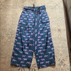 Silky Animal Print J Crew Tie Waist Pants